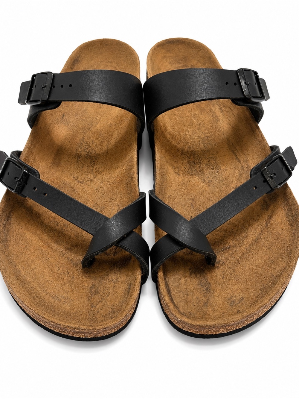 Birkenstock Black Two-Strap Cork Footbed Sandals Size 40